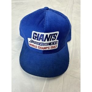 VINTAGE NEW YORK GIANTS HAT 1987 NFL SUPER BOWL XXI CHAMPIONS Corduroy USA Made